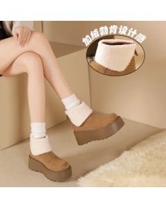 Daphne Platform Winter Snow Boots for Women, Northeast Fur-Lined Thickened Women's Boots, Birkenstock Snow Shoes, Khaki, Size 40