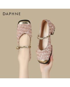 Daphne Women's Flats, Small Luxury Style Mary Jane Shoes, Elegant Chunky Heel Versatile Women's Shoes 4024101447 Pink 36