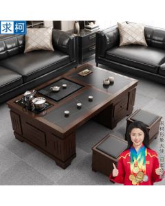 Qiuke Rock Panel Kung Fu Tea Table - Minimalist Small Space Living Room, Home Balcony, Office Tea Table with Integrated Kettle