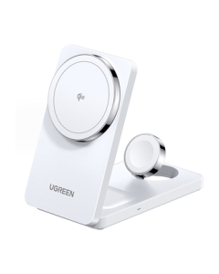 UGREEN [Compatible with iPhone 17] Qi2+MFi Certified 3-in-1 Wireless Charger with MagSafe Magnetic Fast Charging for iPhone 16/15/14 Pro Max/Watch & AirPods