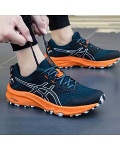 ASICS Men's Trabuco Terra 2 Cushioned Comfort Running Shoes - Green/Orange - 42.5