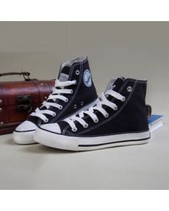 Warrior Classic High-Top Canvas Shoes, Versatile Fashion Unisex Casual Sneakers WXY-473T Black 43