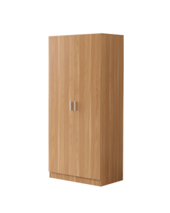 NAIGAO Solid Wood Modern Minimalist Bedroom Wardrobe Double Door Storage Cabinet for Home, Rental House Two-Door Natural Wood Color Assembled Cabinet