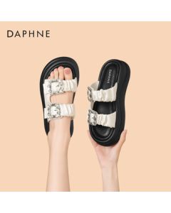 Daphne One-Strap Sandals for Women, New Chinese Style Rhinestone Thick-Soled Flip-Flops, Versatile Women's Shoes 4024303176 White 38