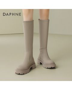 Daphne Women's Long Boots Thick Sole Chunky Heel Knight Boots Slimming High Boots Shoes 4023404071 Beige 37