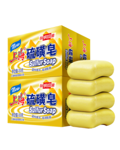 Shanghai Soap Sulfur Soap Bar for Body & Hair Wash, Oil Control, Anti-Mite, 130g*4
