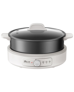 Bear Electric Hot Pot, 6L Large Capacity Dedicated Hot Pot for Home Use, Suitable for 5-8 People, Detachable and Washable Multi-functional Electric Cooking Pot with Partition Temperature Control and Interchangeable Grill Plates, Model F60K1