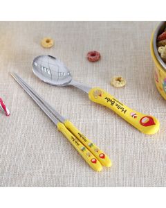 LOCK&LOCK Kids Spoon and Chopsticks Set, Imported Stainless Steel 304 Cartoon Cutlery for Children, Spoon and Chopsticks Combo