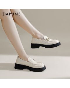 Daphne Daphne Loafers Women's Shoes Thick-Soled British Style Leather Shoes Retro College Style Flats Beige 40