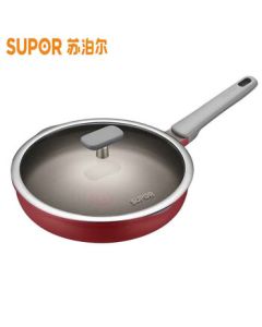 SUPOR Red Dot Titanium Non-Stick Frying Pan with Lid 28CM, Compatible with Induction Cookers and Gas Stoves NC28WA3