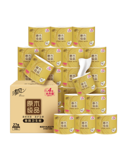 Qingfeng【Same as Li Yunrui】Core Toilet Paper Original Gold Edition 4-Ply Extra Thick 140g*27 Rolls Bathroom Tissue, Whole Case