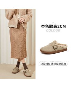 Daphne Fleece-Lined Birkenstock Clogs 2025 Winter New Slip-On Fur Lined Slippers Outdoor Shoes - Almond, Size 37