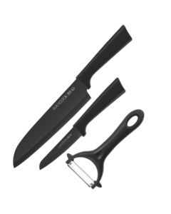 Maxcook Stainless Steel Fruit Knife, Peeler, Slicer, Small Kitchen Knife, Baby Food Knife 3-Piece Set MCD1108