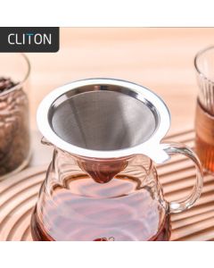 CLITON Pour Over Coffee Dripper, Stainless Steel 304 Filter for 1-2 Cups, Home Coffee Maker