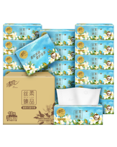Qingfeng Facial Tissues, Silky Soft 4-Ply 80 Sheets * 18 Packs S Size, Hygiene Paper Towels, Napkin Tissues, Whole Carton, Old and New Packaging May Vary