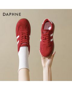Daphne Women's Trainer Shoes 2025 New Edition Flat Casual White Sneakers Retro Fashion Sports Shoes Red Size 38