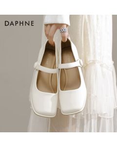 Daphne Daphne Chunky Heel Women's Shoes Simple Elegant Flats Mary Jane Shoes Beige Size 37
