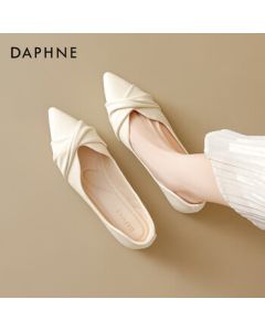 Daphne Women's Flats 2025 New Style Low Heel Fairy Boat Shoes Professional Work Maternity Versatile Commuting Beige Size 36