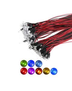 Ambition 3mm/5mm LED Light Emitting Diode with Wire for Model Decoration Toy Car Indicator Lights 3V~12V (Pack of 50)