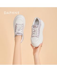 DAPHNE Daphne Women's Solid Color White Casual Canvas Shoes with Thick Sole - Purple, Size 36