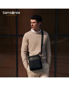 Samsonite Men's Leather Shoulder Bag - Business Crossbody Sling Bag, Waist Pack with Large Capacity, Birthday Gift 45Q