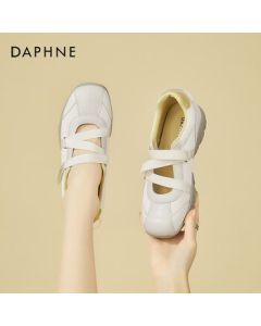 DAPHNE Retro Sporty Mary Jane Shoes for Women - Low-Cut Soft-Sole Casual Fashion Versatile Outdoor Shoes in Beige, Size 39