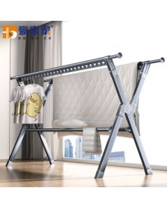 HKG Foldable Aluminum Alloy Floor Clothes Drying Rack for Indoor Balcony, Laundry, and Quilts