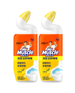 Mr Muscle Toilet Cleaner 750g*2 Bottles, Lemongrass Scent, Toilet Detergent, Toilet Cleaning Gel, Toilet Bowl Cleaner