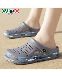 CARTELO Crocodile Men's Clogs Sandals Casual Garden Slippers Dual-Use Beach Shoes Slides 1556 Grey 42