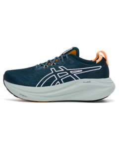 ASICS Men's Running Shoes NIMBUS 27 Cushioned Comfort Lightweight Breathable Low-Top Casual Sports Shoes Blue Green 42