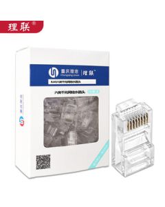 Lilian LN-SJT06 Cat6 Gigabit Unshielded Network RJ45 Connector with H65 Brass Gold-Plated Contacts