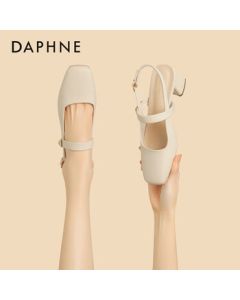 Daphne Women's Closed-Toe Sandals Pointed-Toe Low-Cut High Heels Dress Shoes for Women - Beige, Size 35
