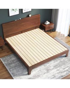 Baizien Walnut Wood Bed Modern Minimalist 1.2m*2m Single Economic Plywood Bed J51 (No Installation Included)