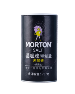 MORTON Refined Salt 737g [Non-Iodized Rock Salt] Iodine-Free Table Salt for Home Cooking Seasoning