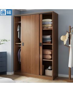 Tangji Solid Wood Wardrobe, Modern Minimalist Bedroom Sliding Door Storage Wardrobe 120*50*200cm