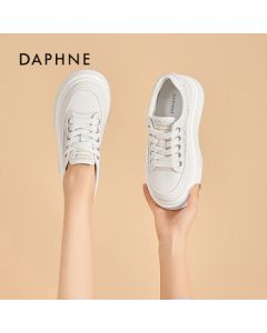 DAPHNE Daphne Women's Thick-Sole Canvas Shoes Casual White Sneakers Beige Size 38
