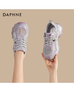 Daphne Breathable Dad Shoes Women's New Summer Thin Height-Increasing Mesh Sneakers 4025101755 Hollow-Out Purple 38