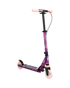 Decathlon Scooter for Kids Aged 5-12, Foldable with Shock Absorption and Hand Brake, Indian Purple-Pink (Non-Light-Up Wheels) Model 2619305