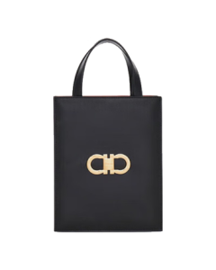 Ferragamo Women's Black Gancini Double-Buckle Mini Shopping Bag 0771687 Gift for Girlfriend