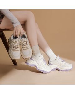 Daphne Platform Chunky Sneakers for Women 2023, Casual Minimalist Small-Design Athletic Leisure Shoes, White-Beige, Size 39