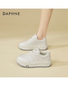 DAPHNE Platform Sneakers for Women - Lightweight, Versatile, Comfortable Casual Shoes with Soft Sole, White Sneakers, Pearl White, Size 39