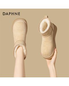 Daphne Platform Winter Boots for Women, New Style Autumn/Winter Fleece-Lined Warm Snow Boots 4025607037, Almond, Size 37