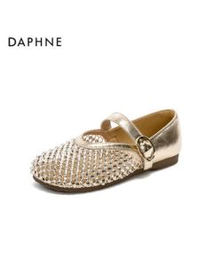 Daphne Mary Jane Shoes Summer New French Hollowed-out Fishnet Roman Sandals for Women 4025101754 Hollowed-out Gold 36