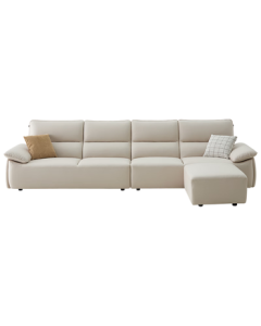 QuanU Home Cream-Colored Fabric Sofa, Large Living Room Furniture, Tech Fabric Straight Sofa, Household Straight-Line Sofa