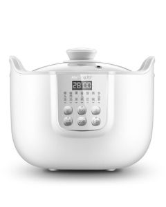 Joyoung Electric Slow Cooker, 1.8L Home Kitchen Multi-Function Automatic Porcelain Pot with Smart Scheduling, White (D-18G1), Supports Drop Shipping