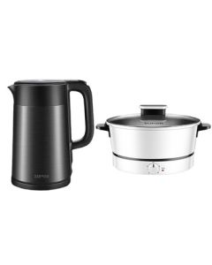 SUPOR SW-17S32A 1.7L Large Capacity Electric Kettle Black + H24YK11 3L Multi-functional Electric Hot Pot Multi-purpose Pot White
