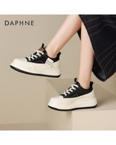 Daphne Casual Shoes Women's Fashion Versatile Sneakers Platform Thick-Soled Height-Increasing White Shoes 4024101388 Black 36