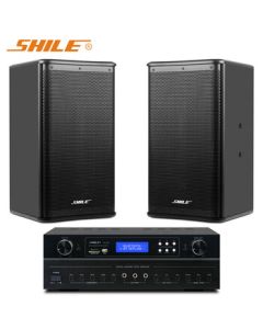 SHILE Professional 10-Inch Combo Amplifier Speaker System for Corporate Meetings, Home Entertainment, KTV Singing, and Background Music Set OK555C+BX110