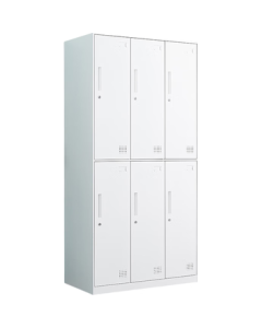 Ermai Dormitory Wardrobe Employee Storage Locker with Lock Steel Locker Metal Cabinet Pure White Six Doors
