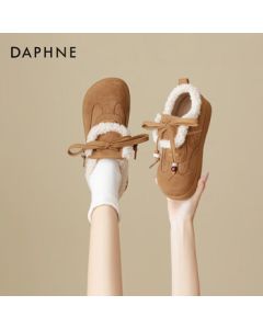 Daphne Women's Fuzzy Shoes 2025 New Style Fleece-Lined Warm Winter Boots Casual Loafers Birkenstock - Caramel, Size 36